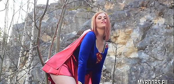  Alexsis Faye Busty SuperWoman Cosplay outdoor playing